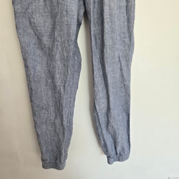 Athleta Cabo Linen Joggers Chambray Blue Elastic Waist Coastal Women 4 - Picture 5 of 11